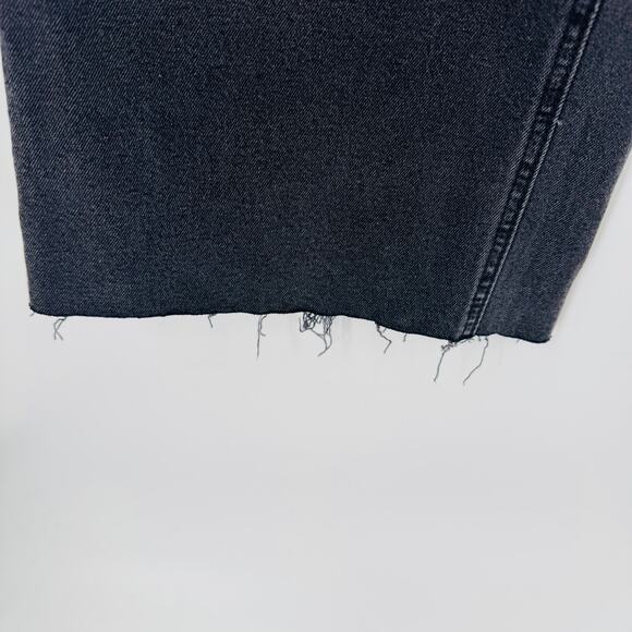 Carly Jean Los Angeles Wide Cropped Black Jeans High Rise Raw Hem Size 3 (27) - Picture 8 of 9